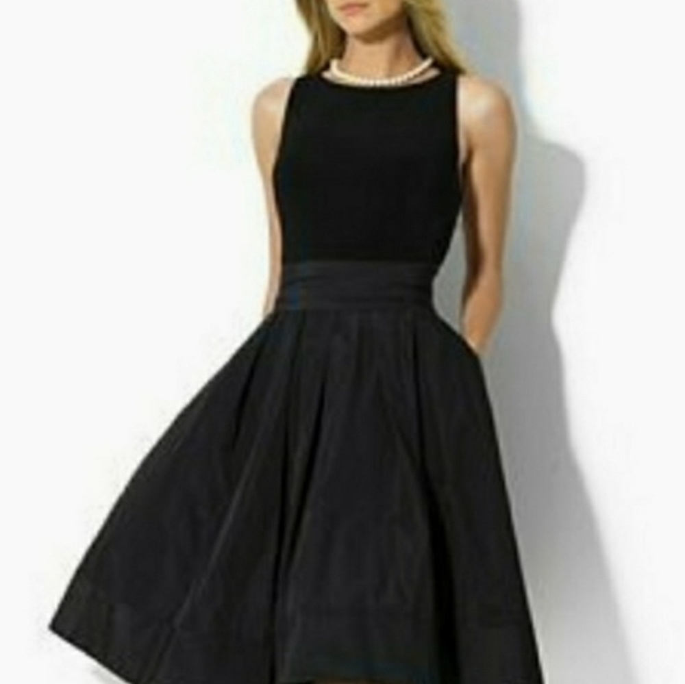 Ralph Lauren Taffeta Pleated Cocktail Dress